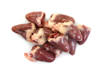 Raw chicken liver isolated on white background
