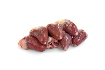 Raw chicken liver isolated on white background