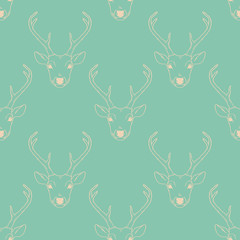 Seamless pattern with deer heads