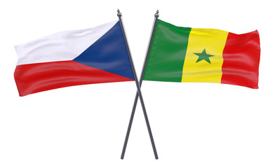 Fototapeta na wymiar Czech Republic and Senegal, two crossed flags isolated on white background. 3d image