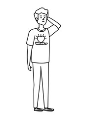 young man volunteer character