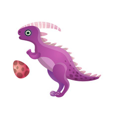 Violet cute dotted dinosaur with circle kid egg