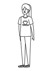 young woman volunteer character