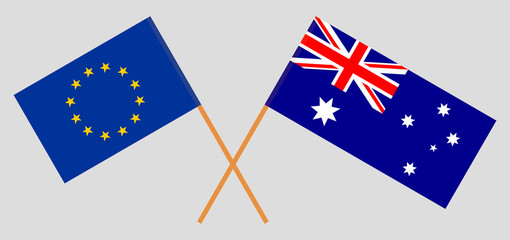 Australia and EU. The Australian and European flags. Official colors. Correct proportion. Vector