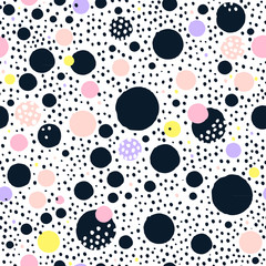 Creative seamless pattern with hand drawn textures. Abstract background. Polka dot pattern.