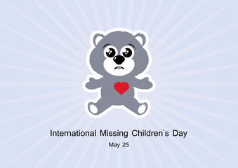 International Missing Children's Day vector. Sad teddy bear vector. Lost children vector illustration. Important day