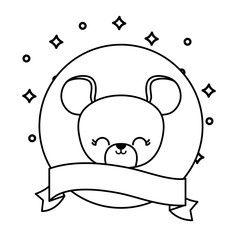 head of cute mouse animal with ribbon