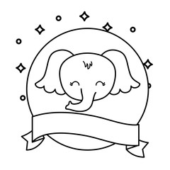 head of cute elephant animal with ribbon