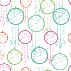 Vector Multi Colour Dream Catcher Pattern. Great for Wallpaper, wrapping paper invitations and fabric. Surface Pattern