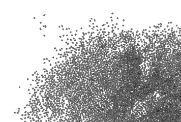 Gunpowder for a military or hunting rifle. Pile gunpowder, black powder isolated on white background.