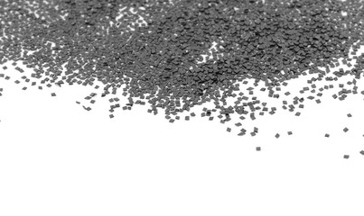 Gunpowder for a military or hunting rifle. Pile gunpowder, black powder isolated on white background.