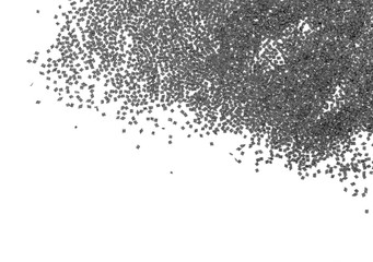 Gunpowder for a military or hunting rifle. Pile gunpowder, black powder isolated on white background.