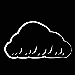Cloud sign, white black contour on black background.  Sketch-Style Icon. Symbol. Sign. Stock Vector Illustration.