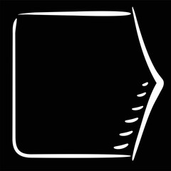 Pointer with an arrow, block for text drawn in white outline on a black background in the style of the sketch. Stock Vector Illustration