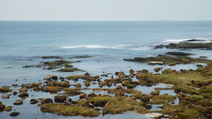 Colorful stones of the coast of Firth of Clyde, Troon, Scotland, United Kingdom