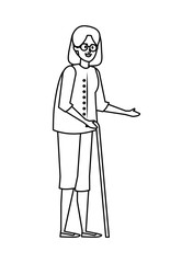 old woman with cane character