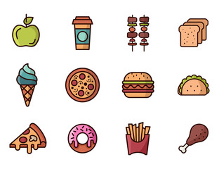 Food icon colored. Vector flat isolated illustration.