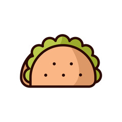 Sandwich color line icon on white background. Isolated vector illustration