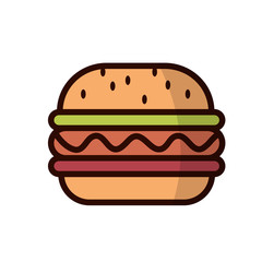 Burger color line icon on white background. Isolated vector illustration