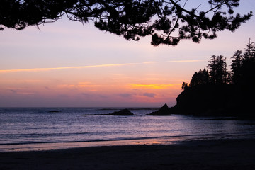 North America, Oregon, Sunset Bay State Park. Beach at sunset.