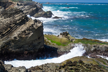 North America, Oregon, Pacific Ocean, Coos County, Cape Arago State Park. Rugged Coastline. Scenic Shores.