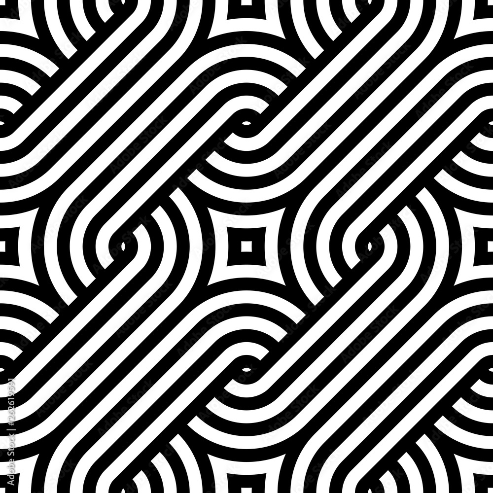 Poster Vector geometric pattern. Seamless braided linear pattern.