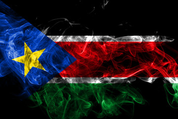 South Sudan smoke flag isolated on black background