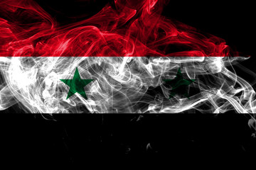 Syria smoke flag isolated on black background