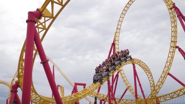 Roller Coaster in funny amusement park.