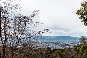 Fototapeta na wymiar View over Kyoto from Fushimi Inari-Taisha Shrine in Kyoto, Japan