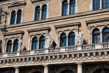 Fototapeta na wymiar Facade of the building of the Corvinus University of Budapest