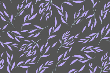 Seamless Summer Pattern in Pastel Color Design. Vector Eucalyptus Leaves. Beautiful Branches and Floral Elements. Tropical Plants. Botanical Background. Summer Pattern for Wedding Design, Print.