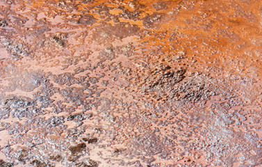 Texture of dirt in a geothermal source in Wai-O-Tapu, Rotorua, New Zealand. Close-up.