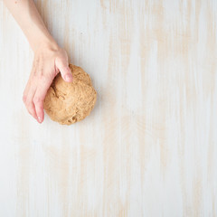 Step by step recipe. Homemade galette with vegetable. Top view, white wooden table