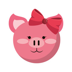 Pig cute animal head
