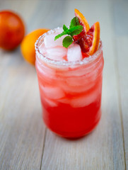 cocktail with strawberry and mint
