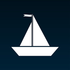 Icon ship. Symbol silhouette of a ship, sailboat, yacht. Vector. - Vector