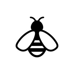 Bee icon. Symbol silhouette of a honey bee sign. Vector illustration in flat style. - Vector