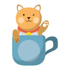 Cat in mug cartoon
