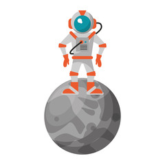 Astronaut on moon cartoon isolated