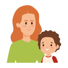 young mother with little son characters