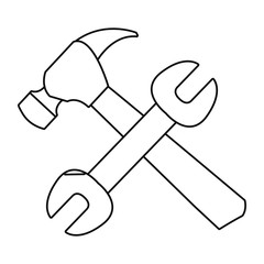 wrench and hammer gear tool icon