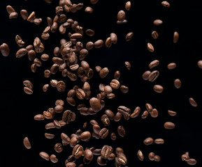falling coffee beans background
