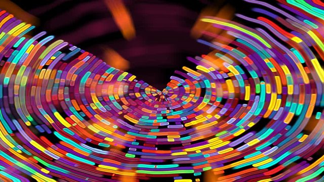 Colorful linear abstraction in the space, background with bright semicircular lines, 3d rendering backdrop