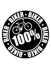 kreis rund stempel 100 prozent biker fahrrad fahrer fahren sport bike drahtesel gesund clipart design mountainbike herrenfahrrad logo