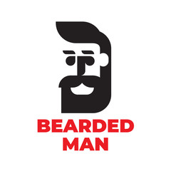 Illustration of a man with a beard and mustache, for barbershop or male hairdresser