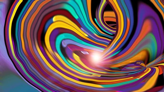 Colorful linear abstraction in the space, background with bright semicircular lines, 3d rendering backdrop