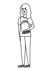 young woman volunteer with donations coins in jar