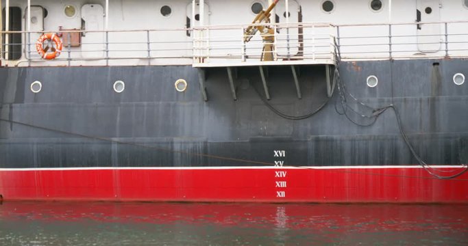 Museum-Icebreaker Angara and cloudy sky in Irkutsk, Russia