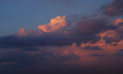 colorful dramatic sky with cloud at sunset